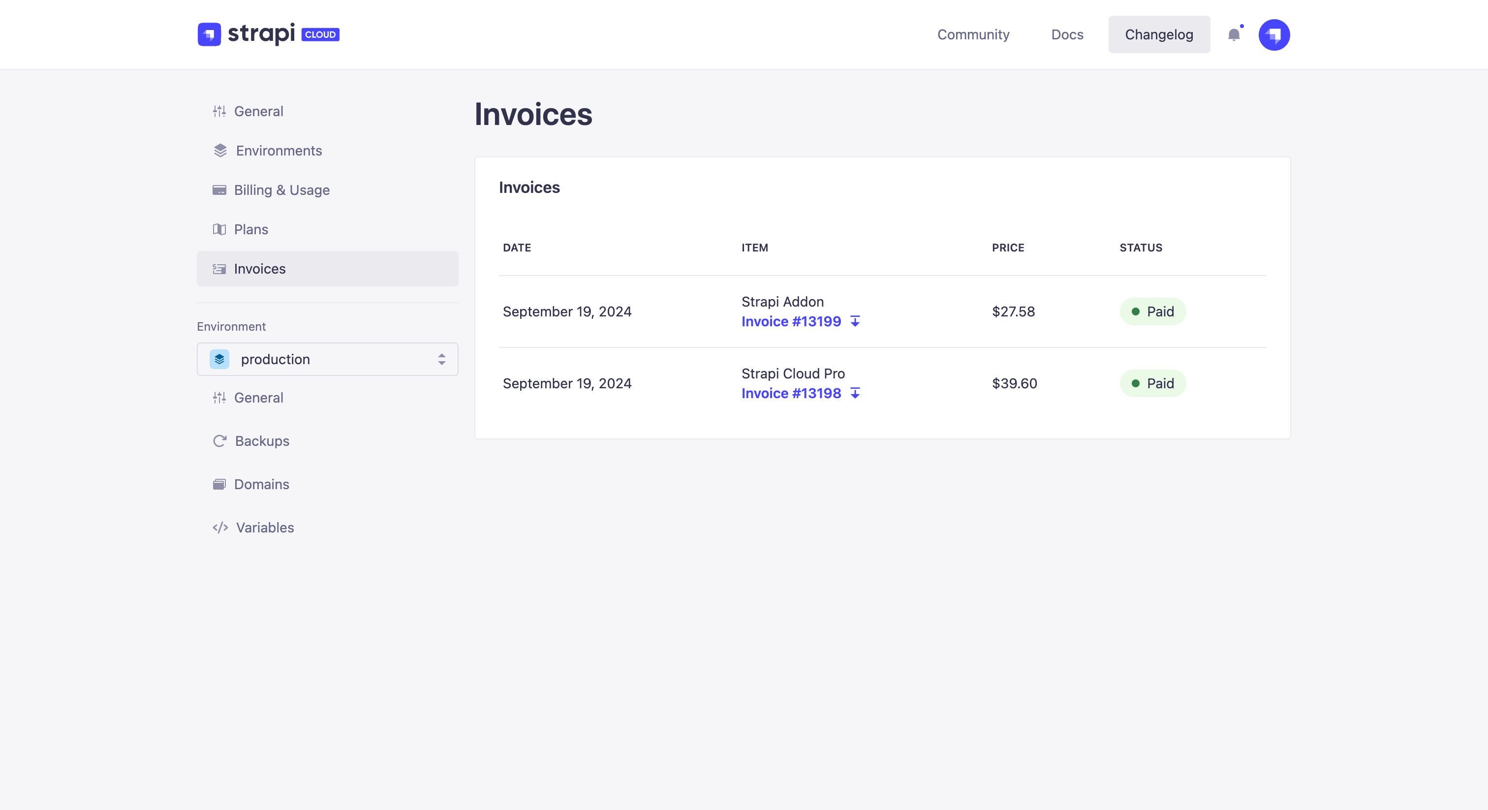 Project invoices